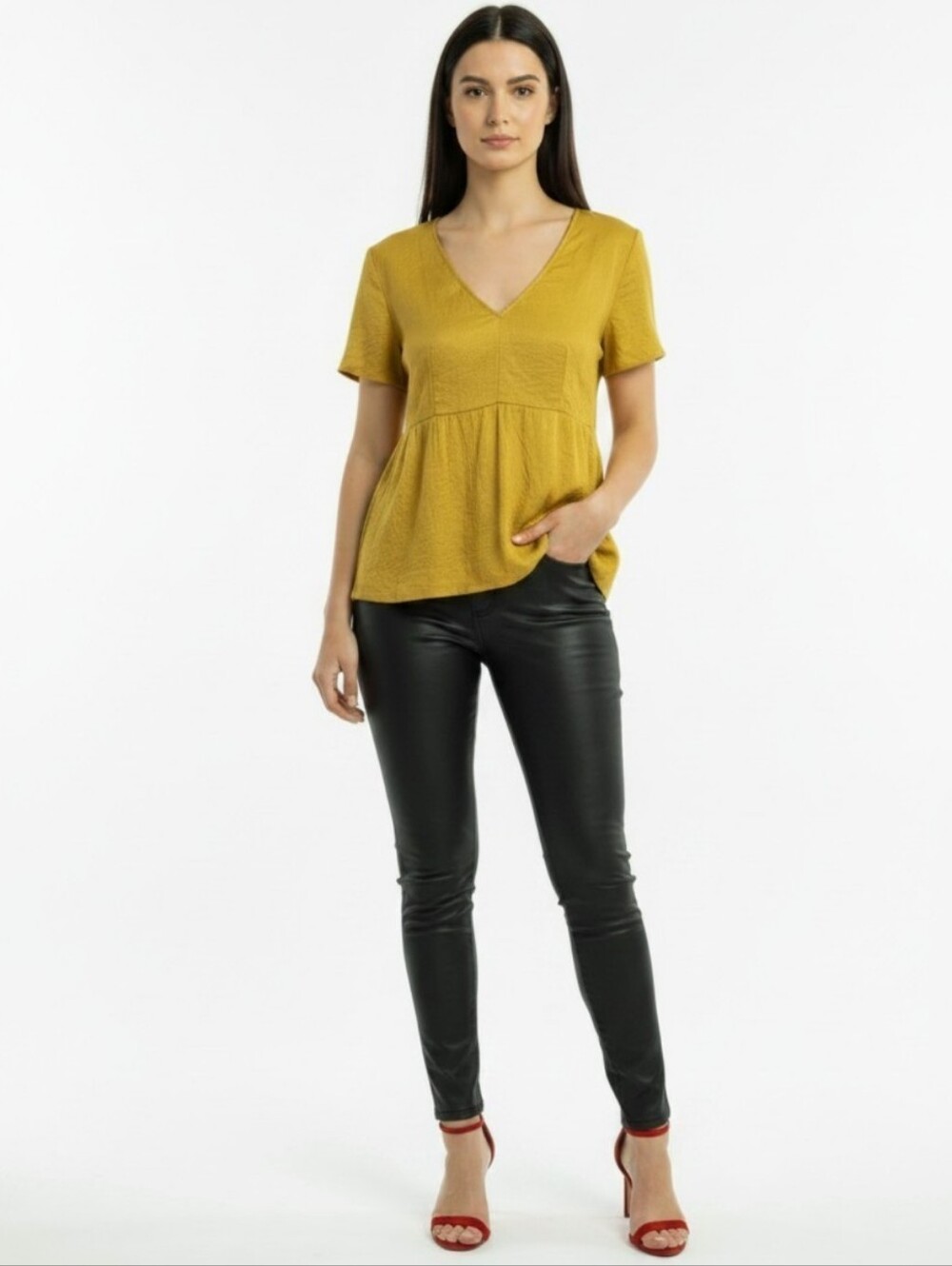 BCBGMaxAzria Cut Out Cowl Back Blouse Top